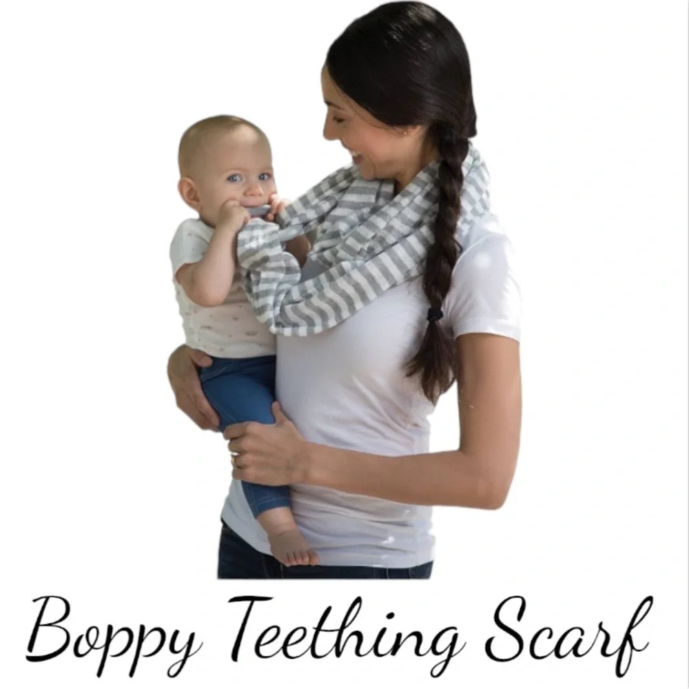 New In Box Boppy Gray & White Infinity Teething Scarf - Picture 7 of 13
